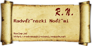 Radvánszki Noémi névjegykártya