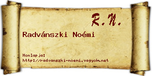 Radvánszki Noémi névjegykártya